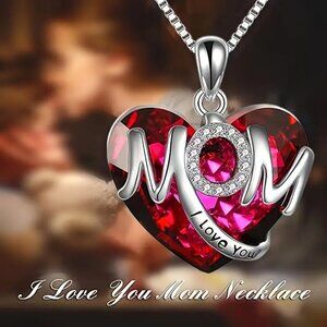 1pc Thanksgiving Heart With MOM Pendant Necklace,"I Love You", Christmas Jewelry
